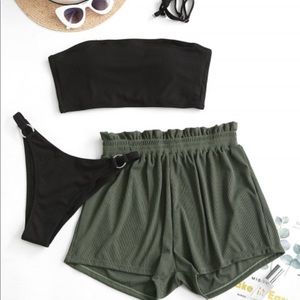 ZAFUL Bandeau Three Piece Swimsuit - Black L